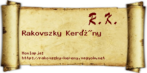 Rakovszky Kerény névjegykártya